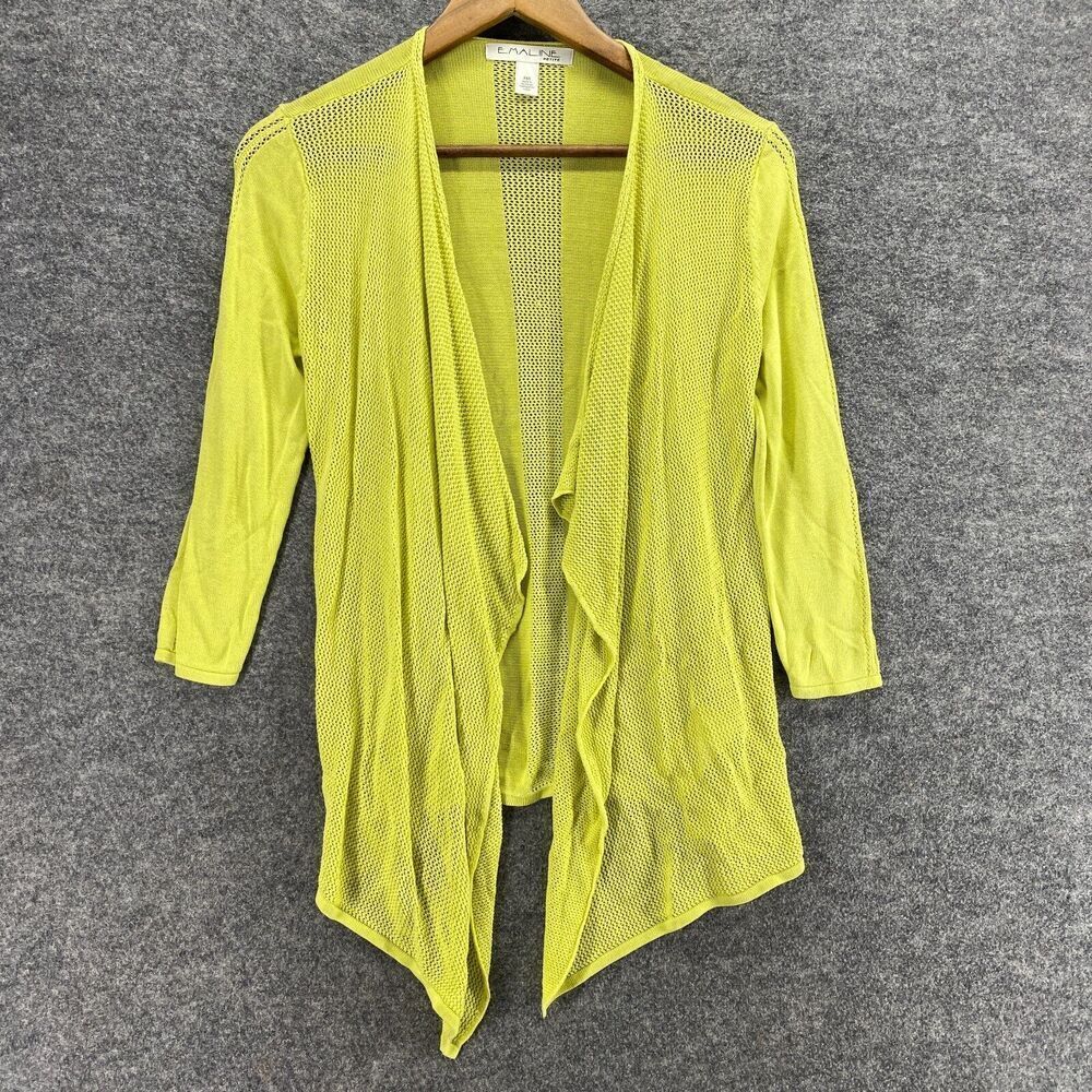 Emaline Cardigan Women PXS Petite Yellow Open Front Long Sleeve Knit Casual